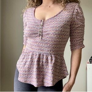 Free people lavender coral heather top Size XS
